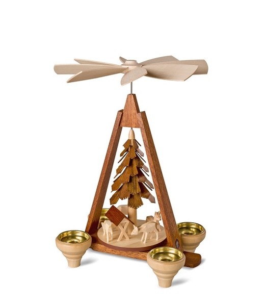 Christmas pyramid with carved deer