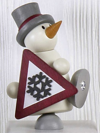 Snowman Fritz with sign