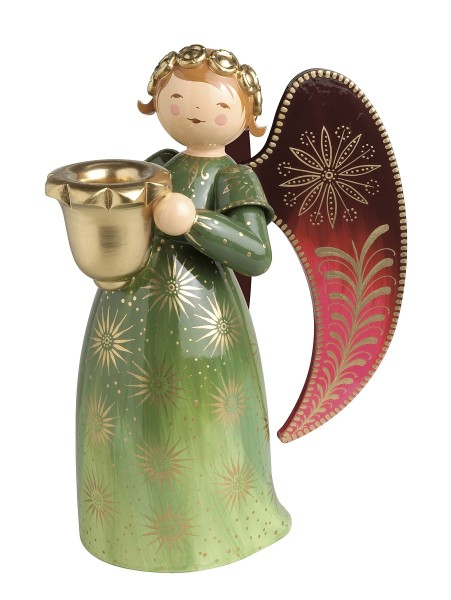 richly painted angel, large, with candle