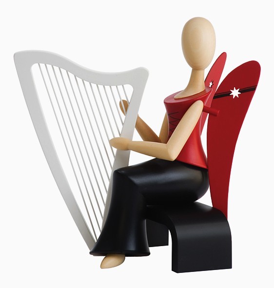 Angel with harp, sitting