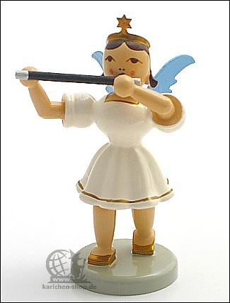 Angel with transverse flute, coloured