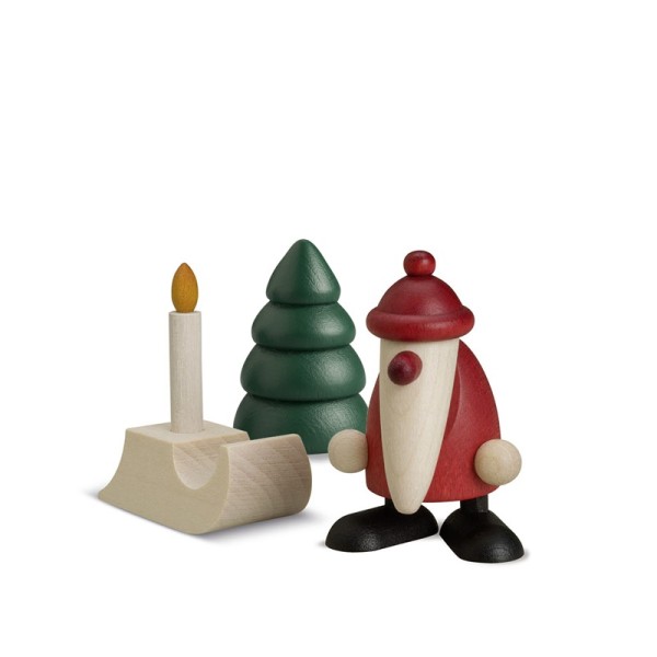 Santa Claus with sledge and tree - Miniature set 2