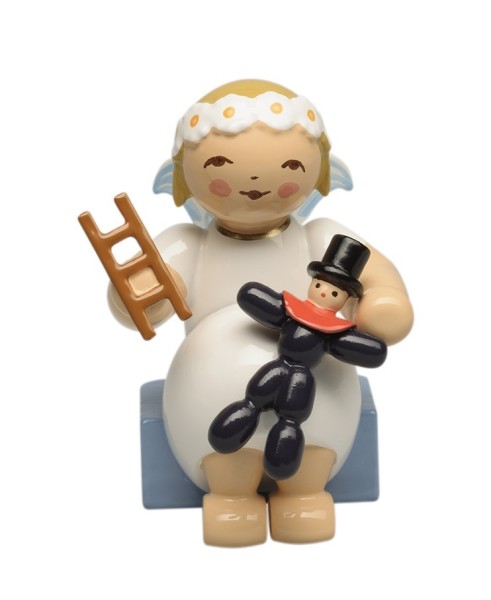 Marguerite Angel, sitting, with Plum Child Doll and Ladder