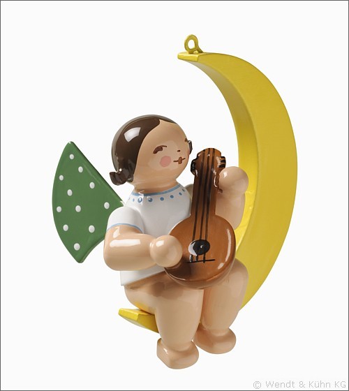 Angel with mandolin, in moon / small