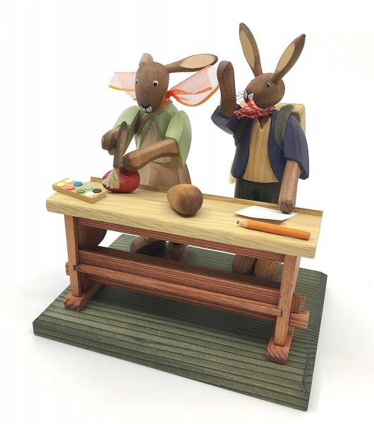 School desk with rabbit children