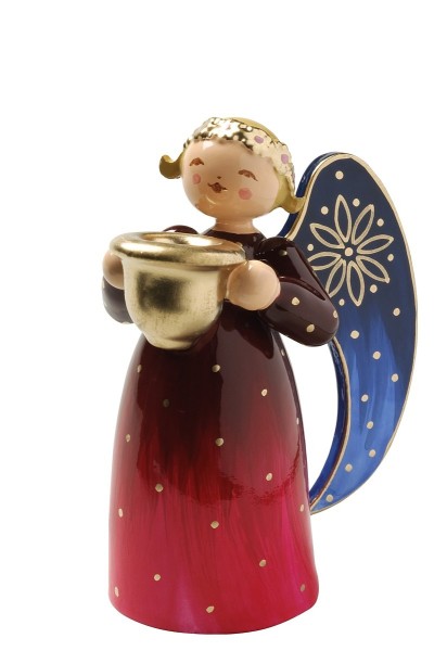 Richly painted angel, with Candle Holder | 5,5 cm - red dress