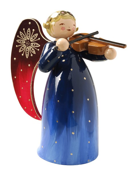 richly painted angel with violin | 8,5 cm