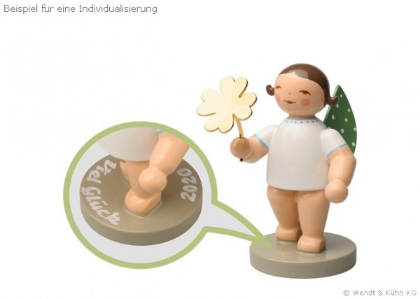 Good Luck Messenger - angel with gold-plated four-leaf clover / Gold Edition No 9