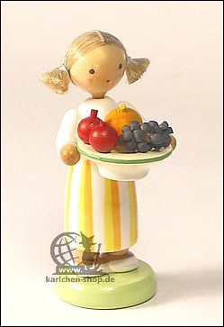 Girl with plate of fruits