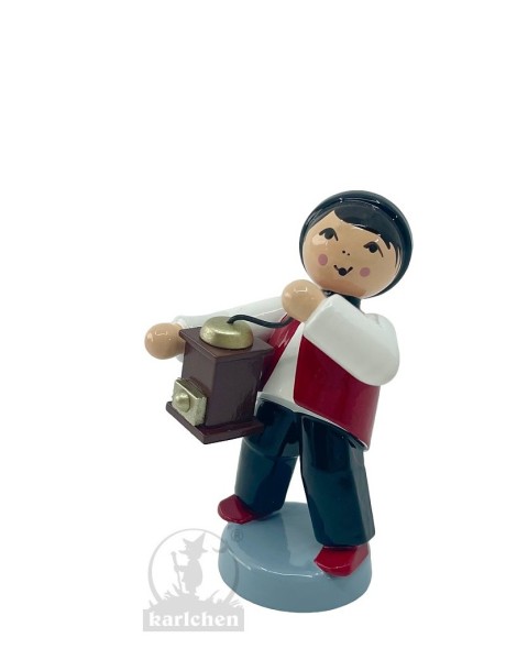 Boy with coffee grinder