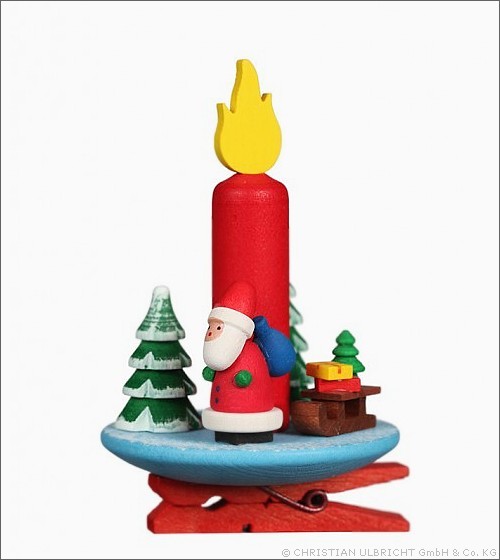 Kerze mit Weihnachtsmann auf Klammer