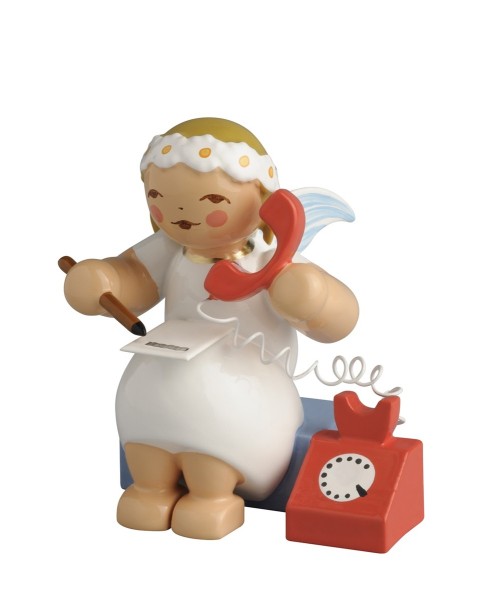 Marguerite angel, sitting, with telephone