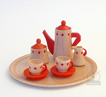 Coffee service with red dots