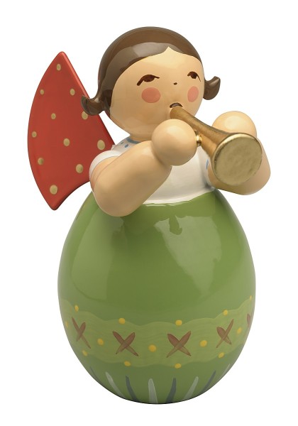 Angel with small trumpet in green egg