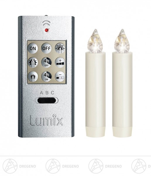 Lumix Set 2 LED-Kerzen / 1 Fernbedienung / 3 Batterien