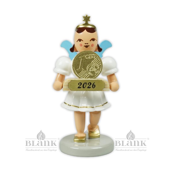 Kurzrockengel mit Glückscent, farbig | Jahresengel 2026