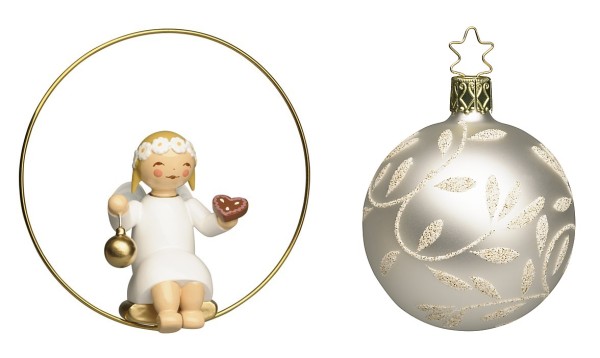 Angel in ring and silver-colored glass bauble