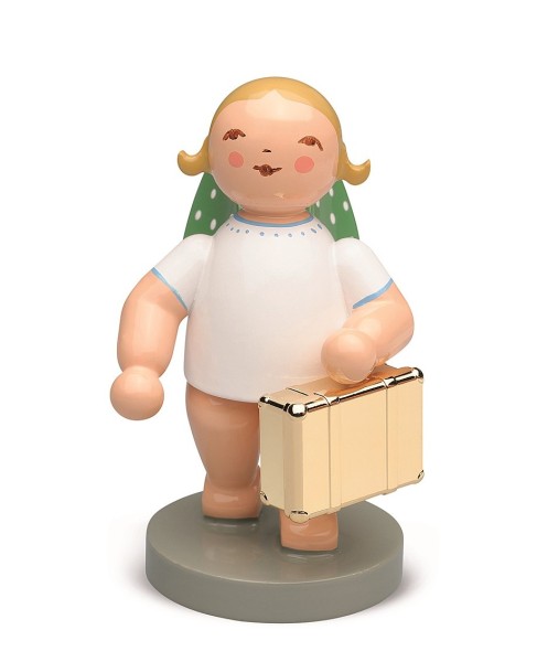 Globetrotter - angel with suitcase / Gold Edition No 11, Limited Edition with gold-plated metal base