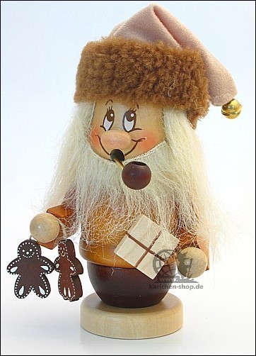 Dwarf Santa Claus with Gingerbread and Gift - Incense Smoker
