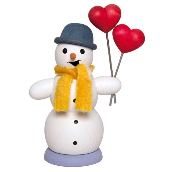 Schneemann mit Herzen - Räucherfigur