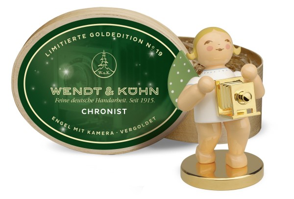 Chronist - Engel mit Kamera | Goldedition Nr. 19, limit. Auflage mit Goldsockel | Vorbestellung