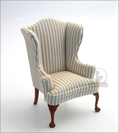 armchair, beige-striped