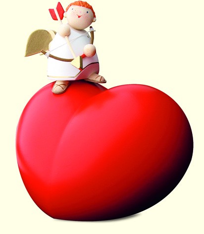Cupid on a big heart