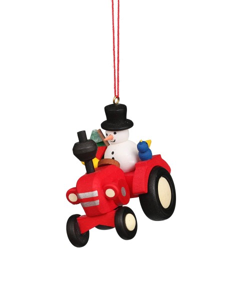 Traktor mit Schneemann - Baumbehang