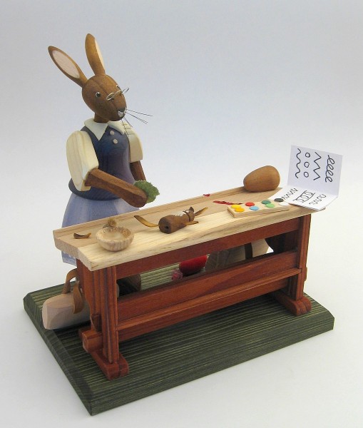 School desk with rabbit girl