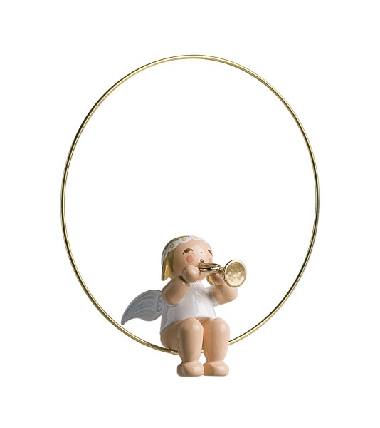 christmas tree angel in ring with trumpet