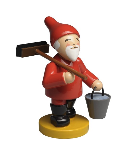Gnome with broom and bucket