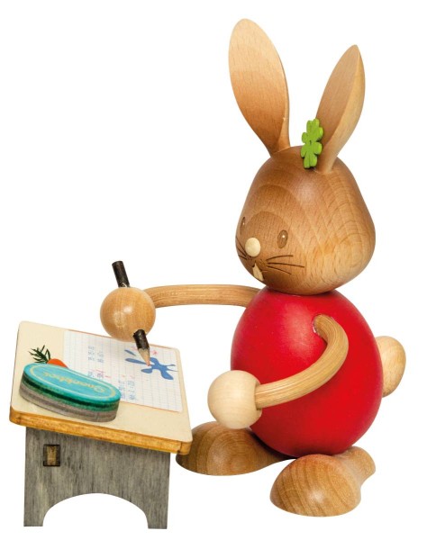 Bunny Stupsi at the school desk