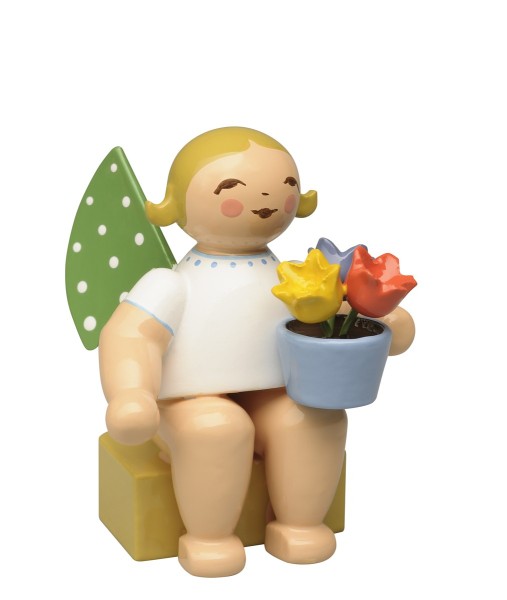 Kalenderfigur 2027 - Engel mit Blumentopf