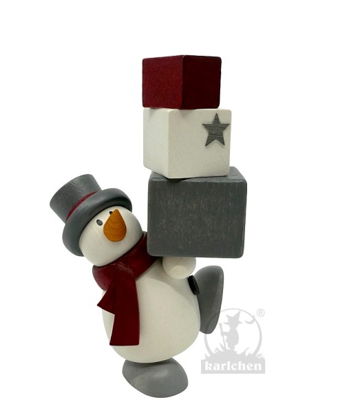 Schneemann Otto mit Geschenkestapel