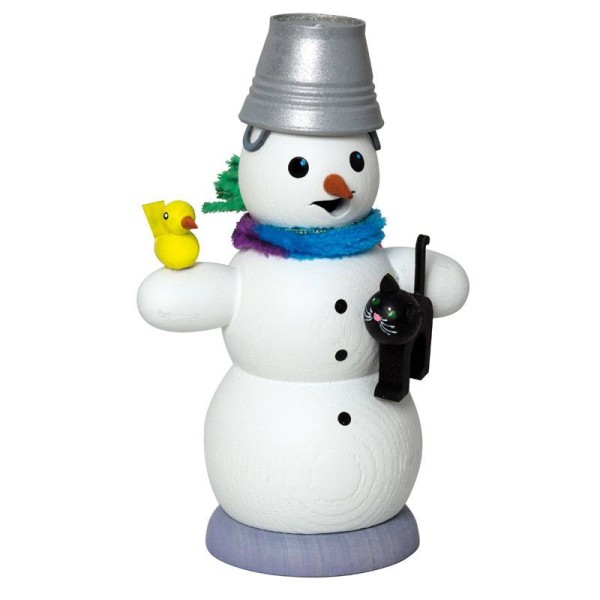 Schneemann mit Katze - Räucherfigur