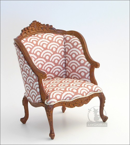 Armchair, red-brown / white