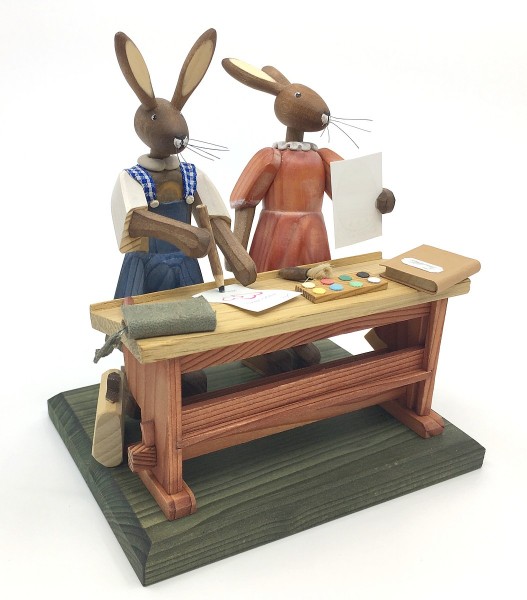 School desk with rabbit girls